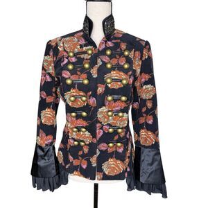 Vintage Newport News Jacket Floral Corduroy Beaded Size 6 Edwardian, Whimsigoth